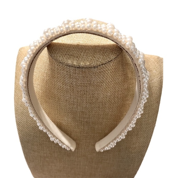 Pearl headband faux pearls beaded with inside ribbon very comfortable New - Picture 5 of 15